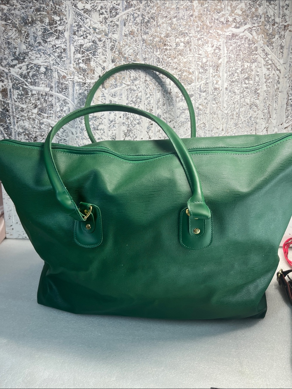 Vintage Christian Dior Perfumes Emerald Green PVC Large Green Travel Bag - Picture 4 of 10